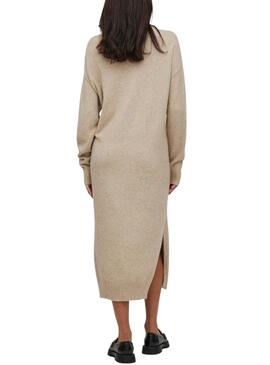 Vestito Vila Ril Roll Neck per Donna Beige