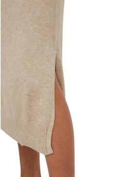 Vestito Vila Ril Roll Neck per Donna Beige