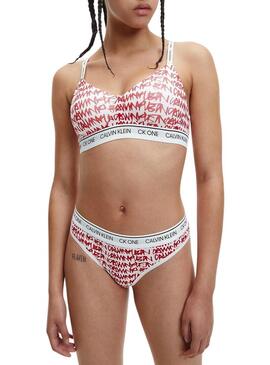 Reggiseno Logo Calvin Klein Donna Bianco e Rosso