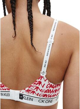 Reggiseno Logo Calvin Klein Donna Bianco e Rosso