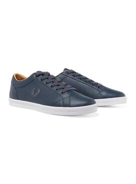 Scarpa Fred Perry Baseline Leather Blu Navy Hombr