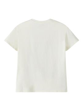 T-Shirt Name It Vero Happy per Bambina Bianco