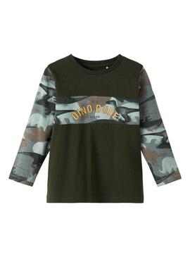 T-Shirt Name It Olan Verde Oscuro per Bambino