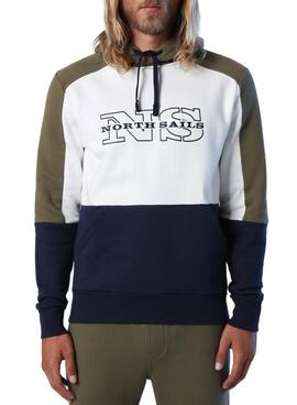 Felpa North Sails Tricolore Blu per Uomo