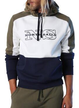 Felpa North Sails Tricolore Blu per Uomo