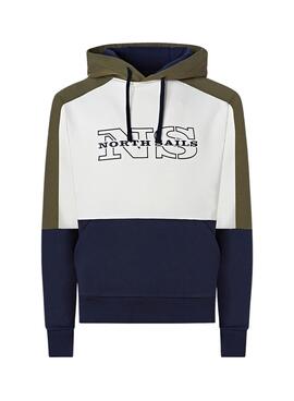Felpa North Sails Tricolore Blu per Uomo