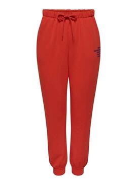 Pantaloni Only Word Tuta sportiva per Donna Rosso