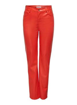 Pantaloni Only Orit Faux per Donna Rosso