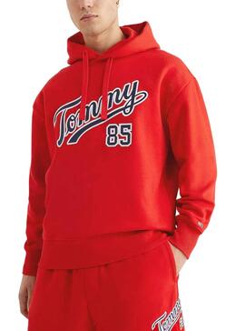 Felpa Tommy Jeans Relaxed College Uomo Rosso