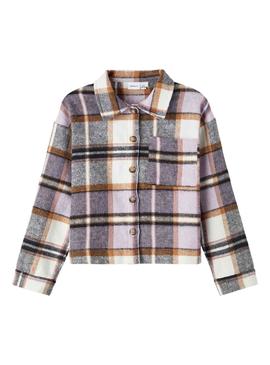 Overshirt Name It Sunic Quadri per Bambina Beige