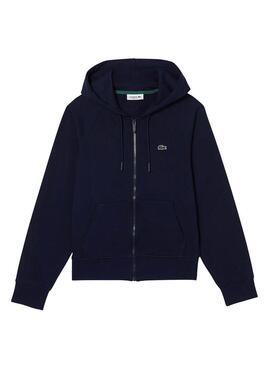 Felpa Lacoste Basic Hood Zip Blu per Donna