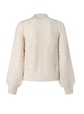 Pullover Pepe Jeans Briseis Calado Beige per Donna