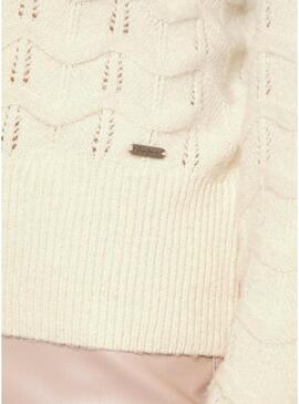 Pullover Pepe Jeans Briseis Calado Beige per Donna