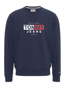 Felpa Tommy Jeans Entry Flag Blu Navy Uomo