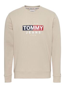 Felpa Tommy Jeans Entry Flag Beige per Donna