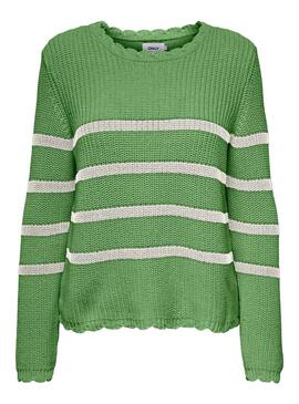 Pullover Only Bella Life Strisce per Donna Verde