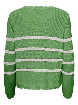 Pullover Only Bella Life Strisce per Donna Verde