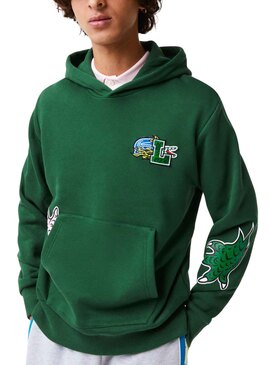 Felpa Lacoste Holiday Sstampata Uomo Verde