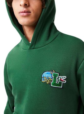 Felpa Lacoste Holiday Sstampata Uomo Verde