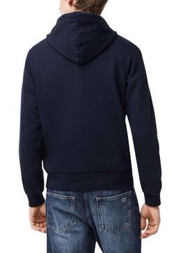 Felpa Lacoste Basic Hood Blu Navy per Uomo