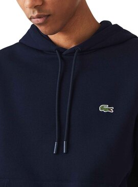 Felpa Lacoste Basic Hood Blu Navy per Uomo