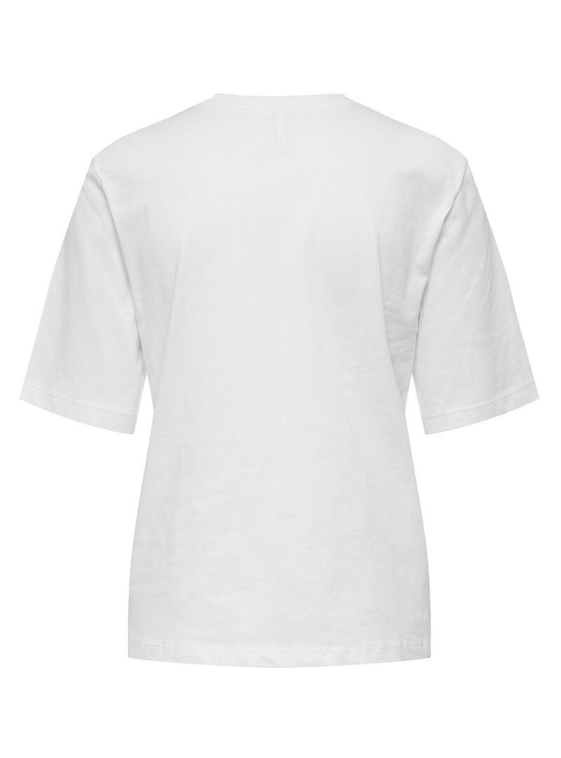 T-Shirt Only Mano Boxy Bianco per Donna