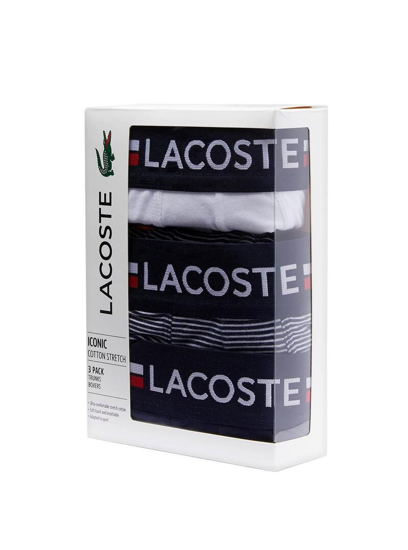 Pack 3 Mutande Lacoste Boxer Iconico Blu Navy
