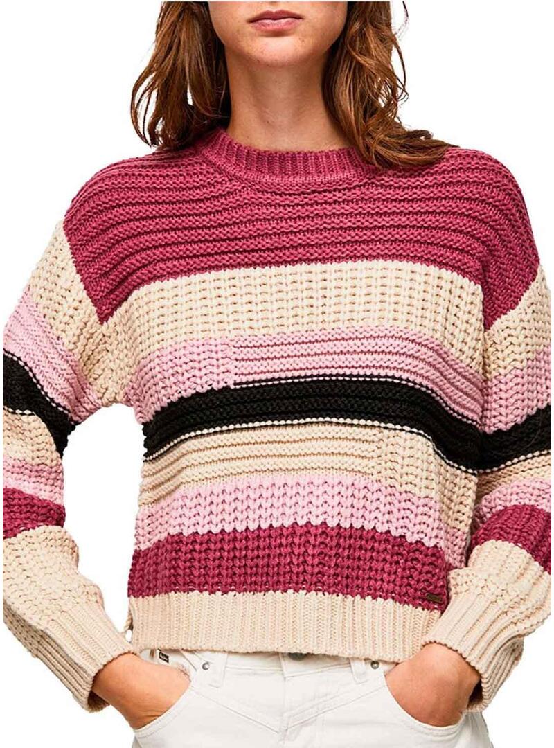 Pullover Pepe Jeans Tara Strisce Multicolor per Donna