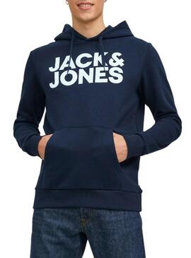 Felpa Jack & Jones Logo Maxi Blu Navy Uomo