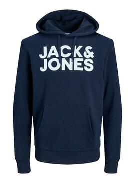 Felpa Jack & Jones Logo Maxi Blu Navy Uomo