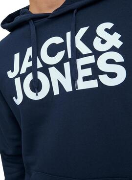 Felpa Jack & Jones Logo Maxi Blu Navy Uomo