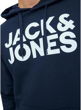 Felpa Jack & Jones Logo Maxi Blu Navy Uomo