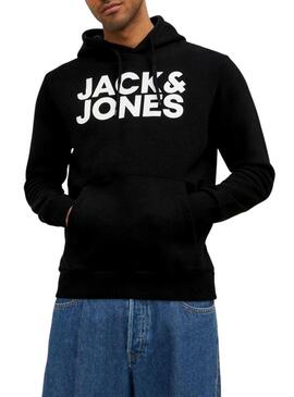 Felpa Jack & Jones Logo Maxi Nero Uomo