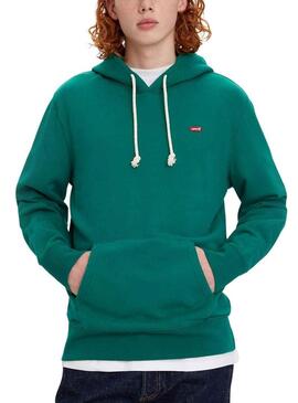 Felpa Levis Hoodie Verde per Uomo