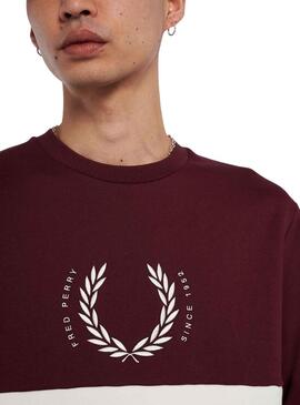 Felpa Fred Perry Circle Bordeaux e Beige