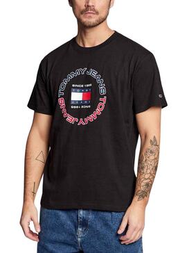 T-Shirt Tommy Jeans Logo Radial Nero