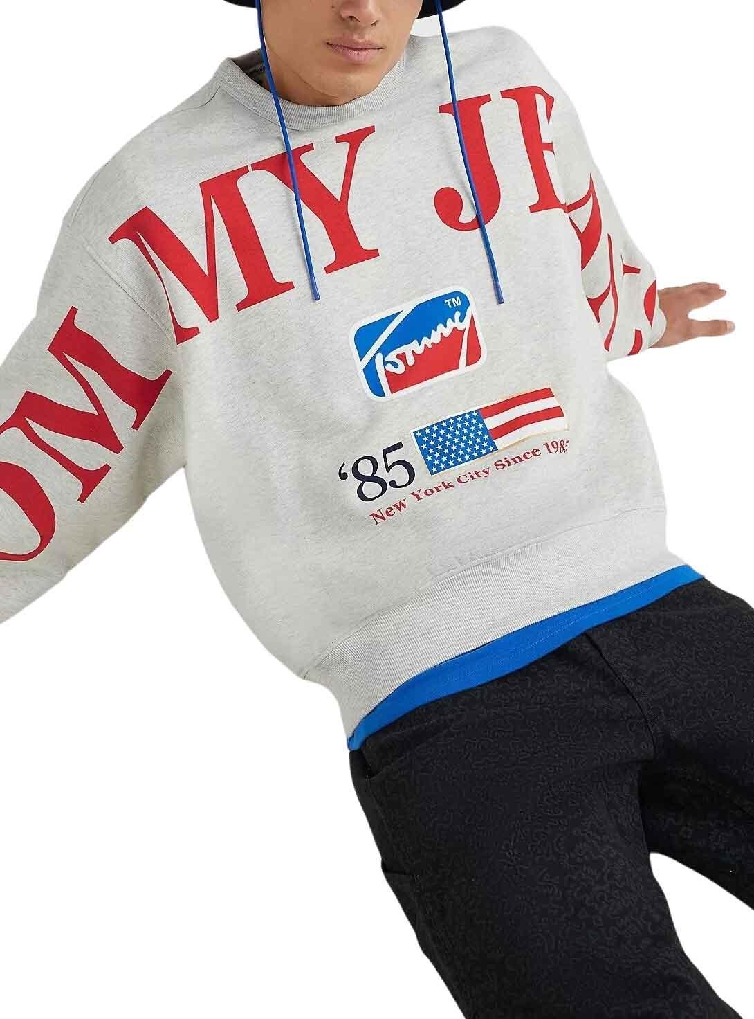 Felpa Tommy Jeans Comfort Grigio per Uomo