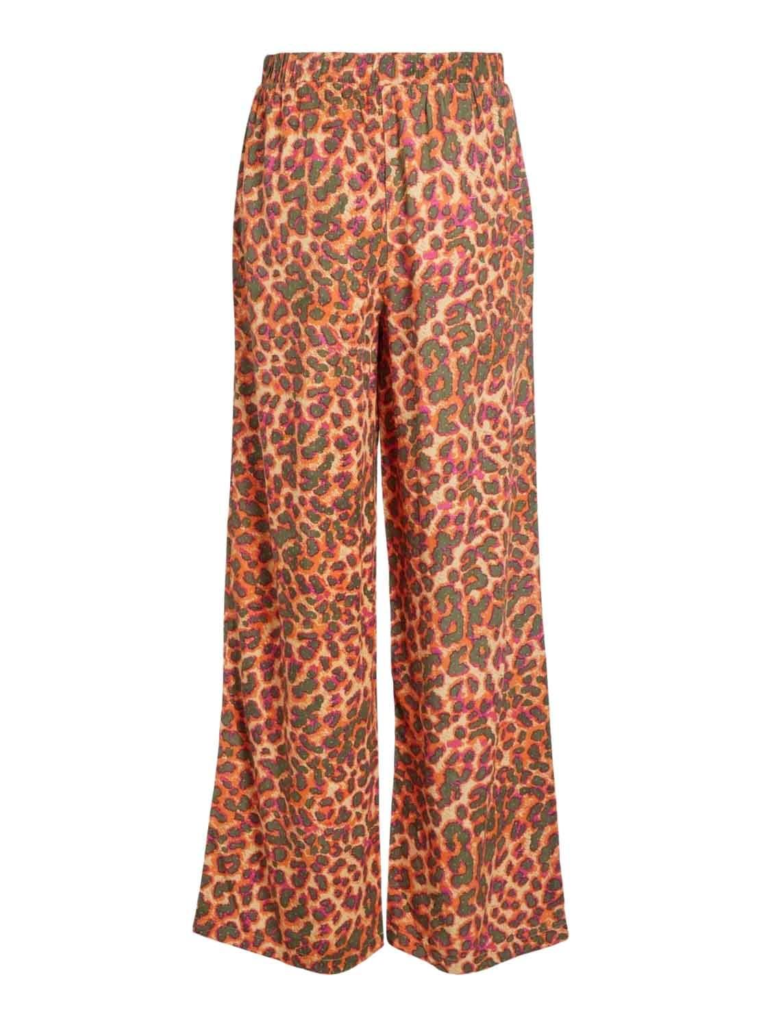 Pantaloni Vila Viluni Animal Print Arancione