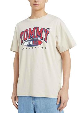 T-Shirt Tommy Jeans Graphic Beige per Uomo