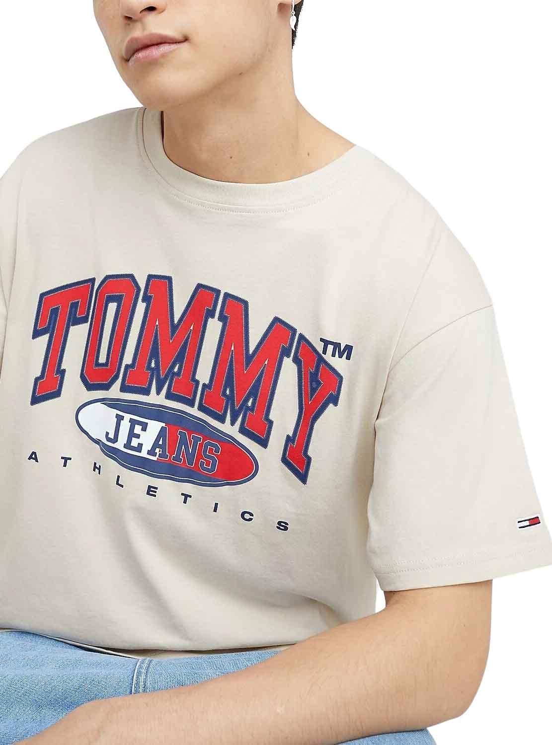 T-Shirt Tommy Jeans Graphic Beige per Uomo
