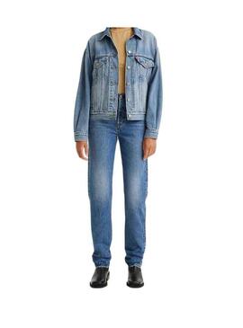 Pantaloni Jeans Levis 501 Blu Medio per Donna