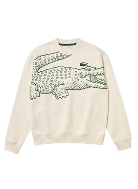 Felpa Lacoste Vintage Beige per Uomo
