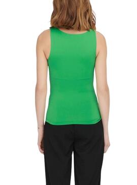 Top Only Lea Basic Verde per Donna