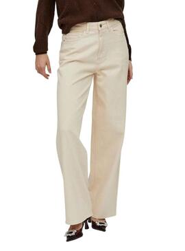 Pantaloni Vila Freya Beige per Donna