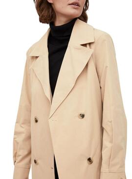 Trench Vila Mersina Long Beige per Donna