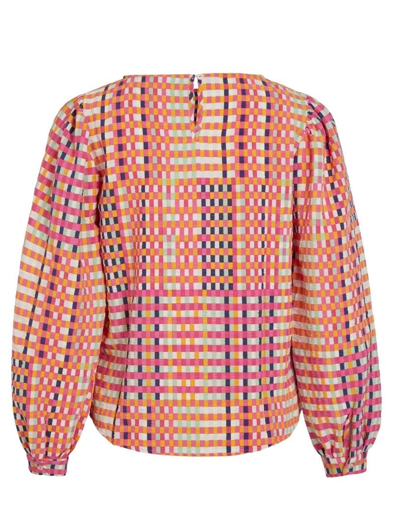 Camicia Vila Tubo Quadri Rosa per Donna