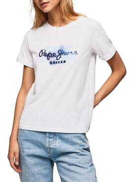 T-Shirt Pepe Jeans Goldie Bianco per Donna