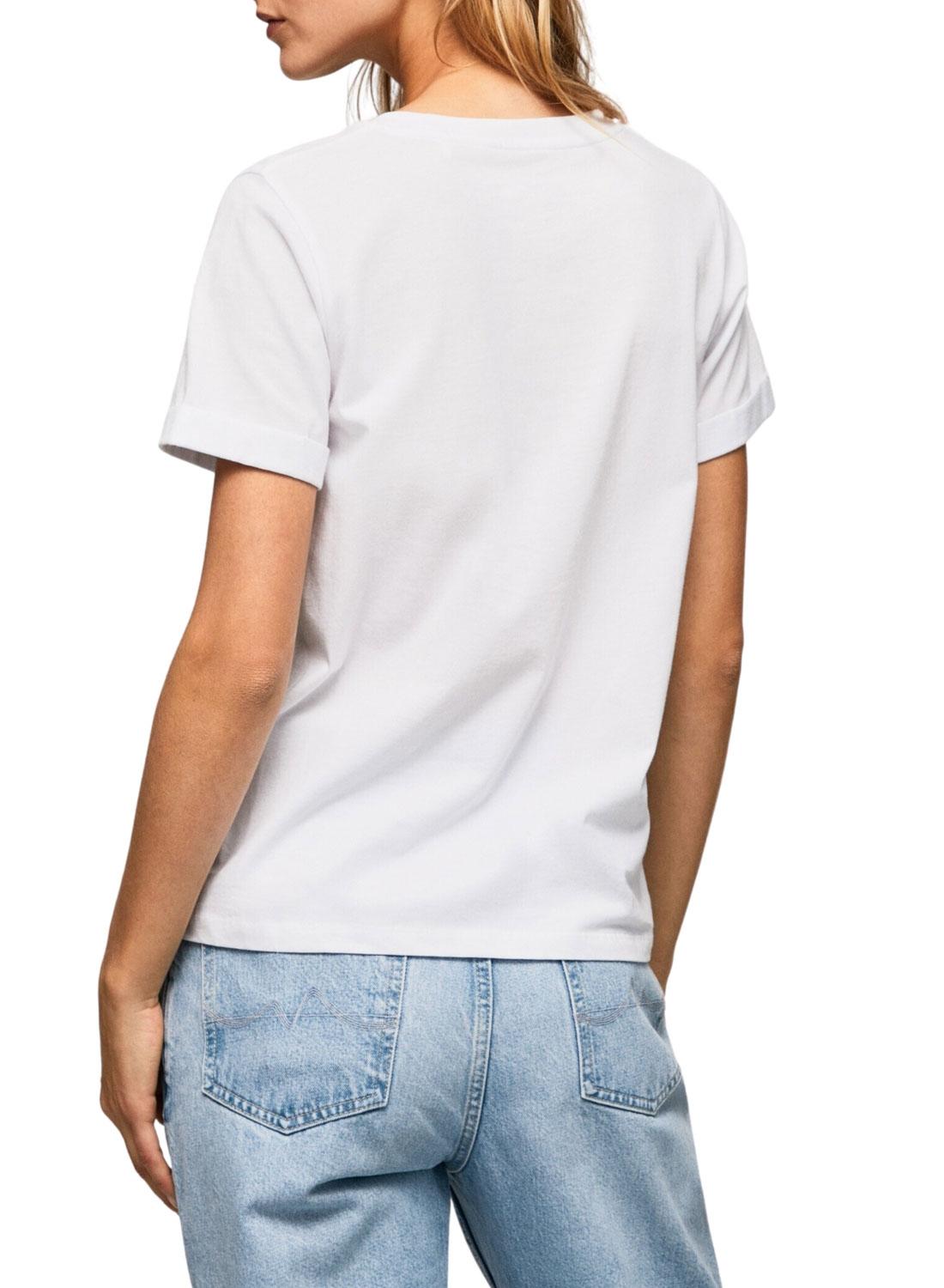 T-Shirt Pepe Jeans Goldie Bianco per Donna