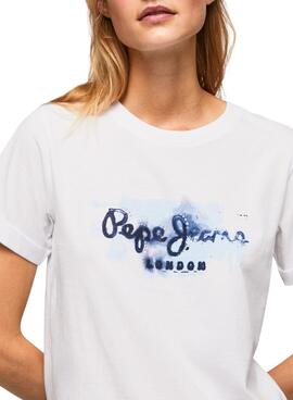T-Shirt Pepe Jeans Goldie Bianco per Donna