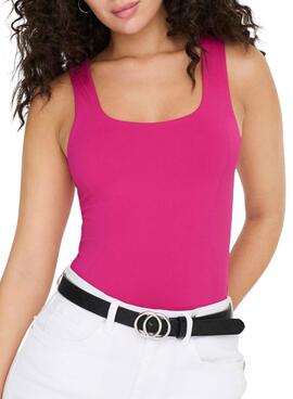 Top Only Lea Basic Rosa per Donna